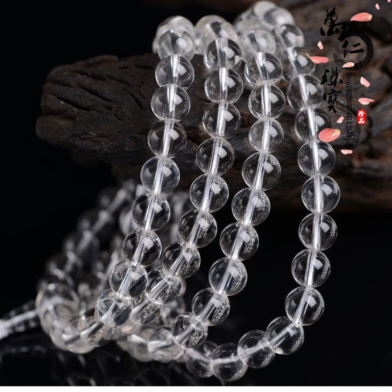 Natural 7-10A white crystal 6-12mm plain beads 108 beads bracelet couple bracelet ethnic style jewelry rosary