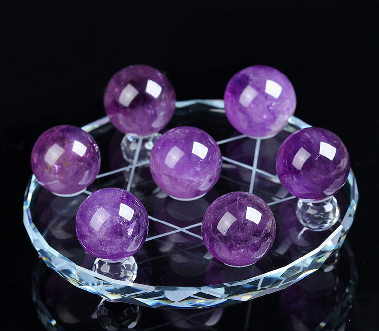Natural Amethyst Ball Seven Star Array Crystal Ball Ornament