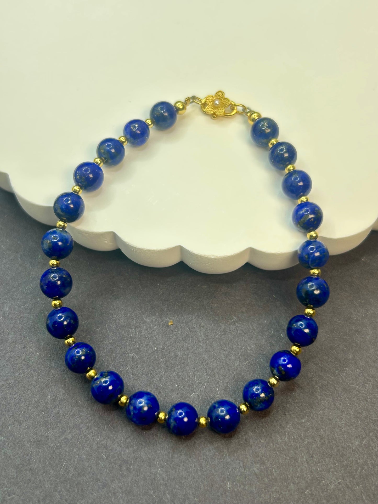 Multi-Way Lapis, Pearl & Gold Plated Sterling Silver Necklace | Convertible Necklace Bracelet Set | Choker, Layered, Long Necklace