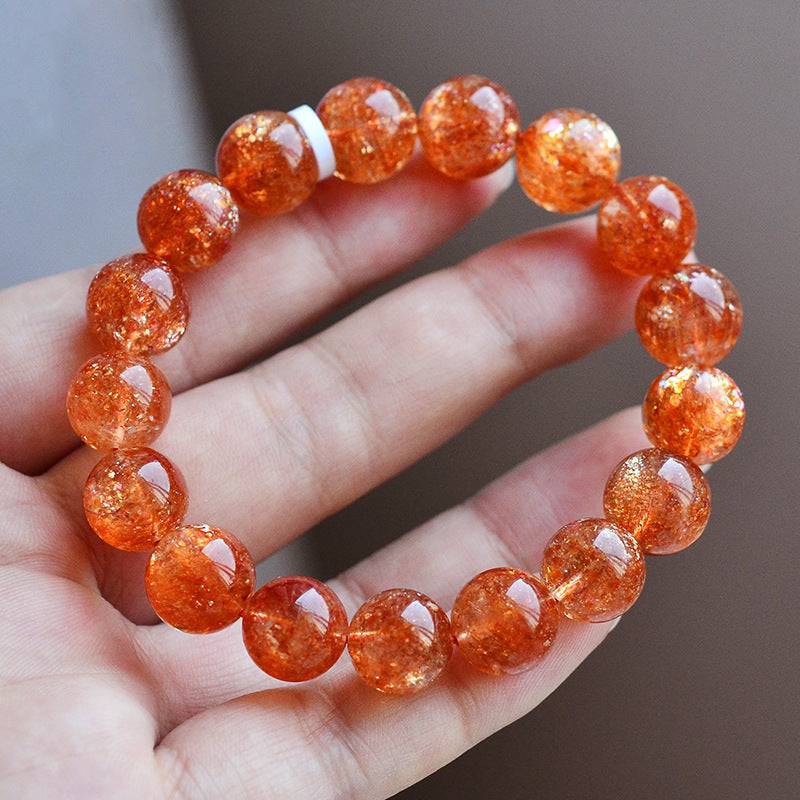 T collectible natural gold sun bracelet orange red golden sand crystal gold strawberry crystal bracelet female sunstone couple ornament
