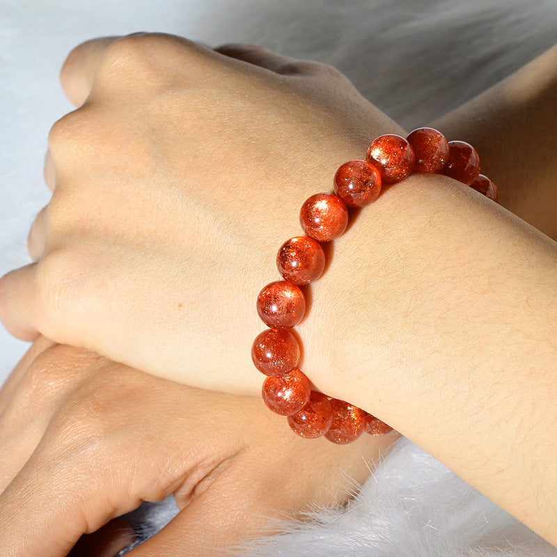 T collectible natural gold sun bracelet orange red golden sand crystal gold strawberry crystal bracelet female sunstone couple ornament