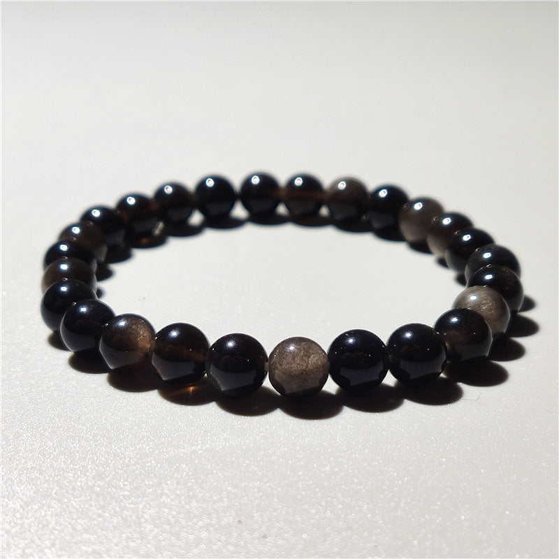 Leak Natural Silver Obsidian Bead Bracelet Silver Obsidian Cat's Eye Bracelet Gift jewelry for men and women