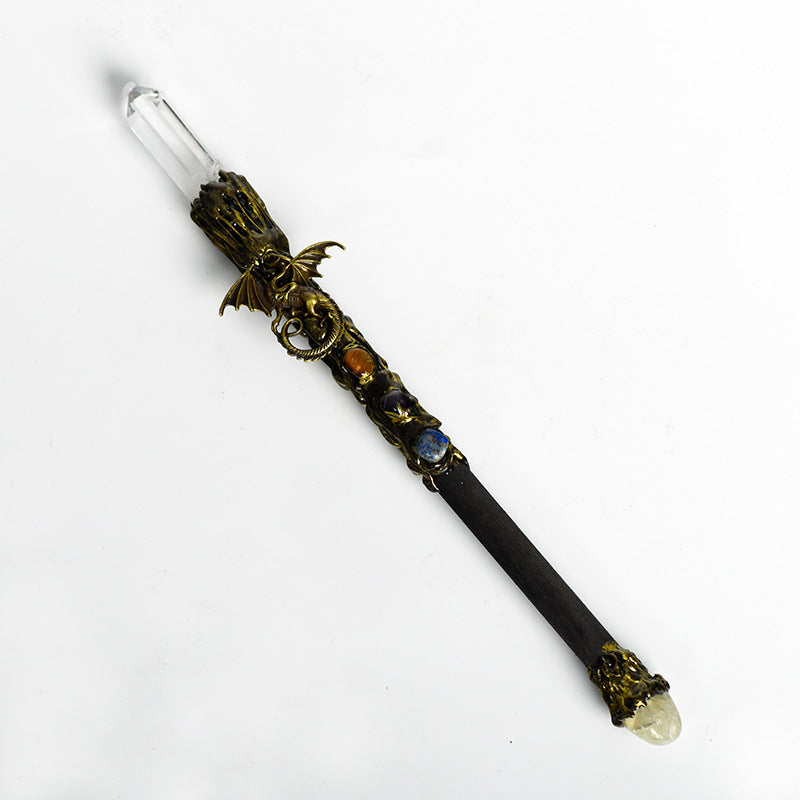 Natural White Crystal Magic Wand Metal Wand