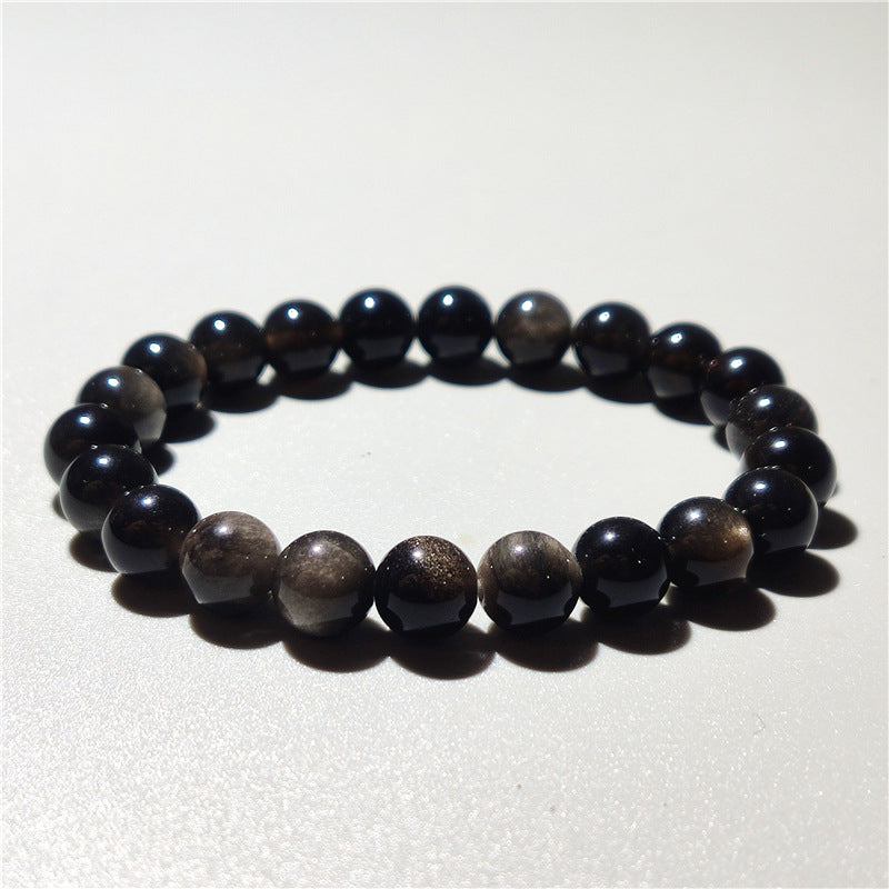 Leak Natural Silver Obsidian Bead Bracelet Silver Obsidian Cat's Eye Bracelet Gift jewelry for men and women