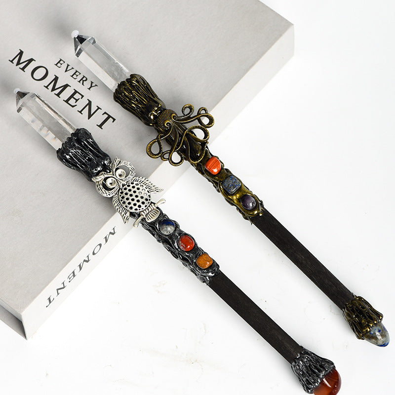 Natural White Crystal Magic Wand Metal Wand