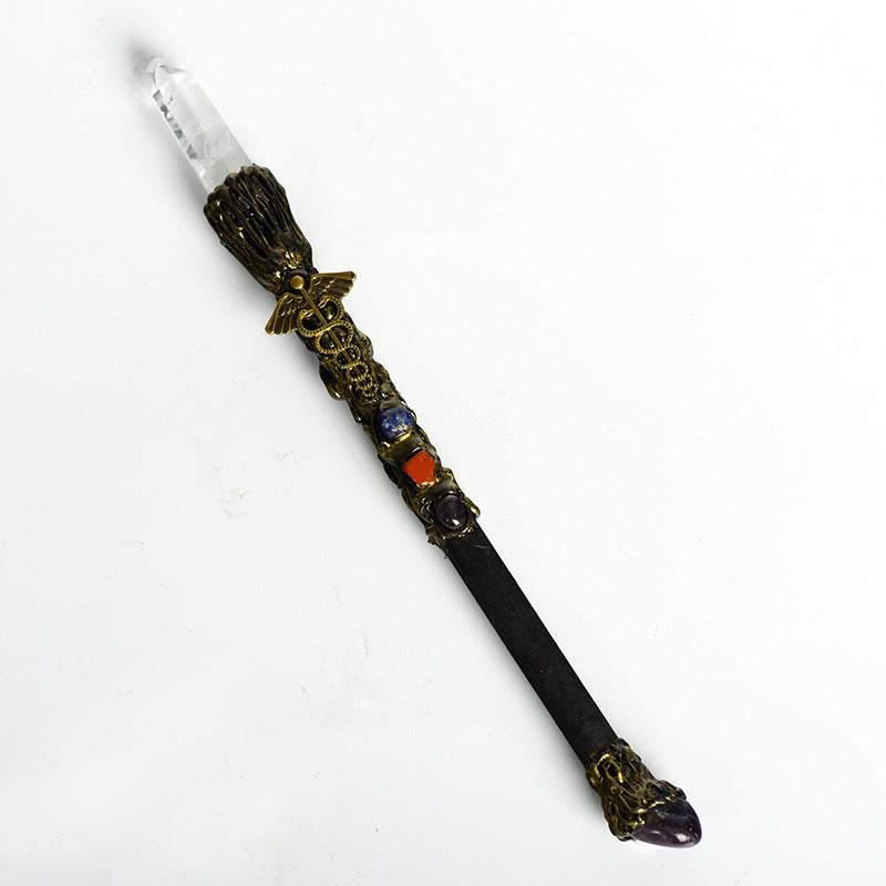 Natural White Crystal Magic Wand Metal Wand