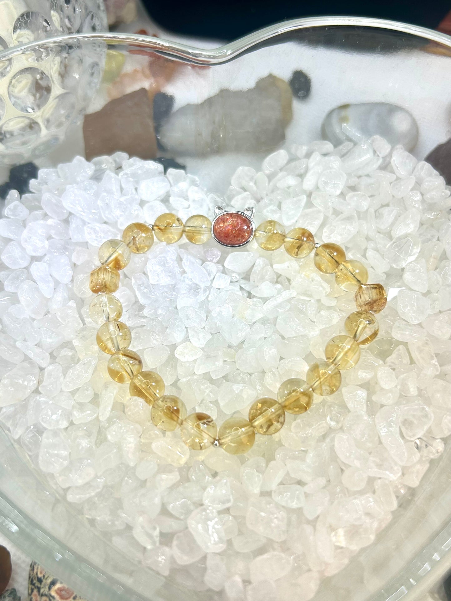 Citrine bracelet with sunstone setting in S925