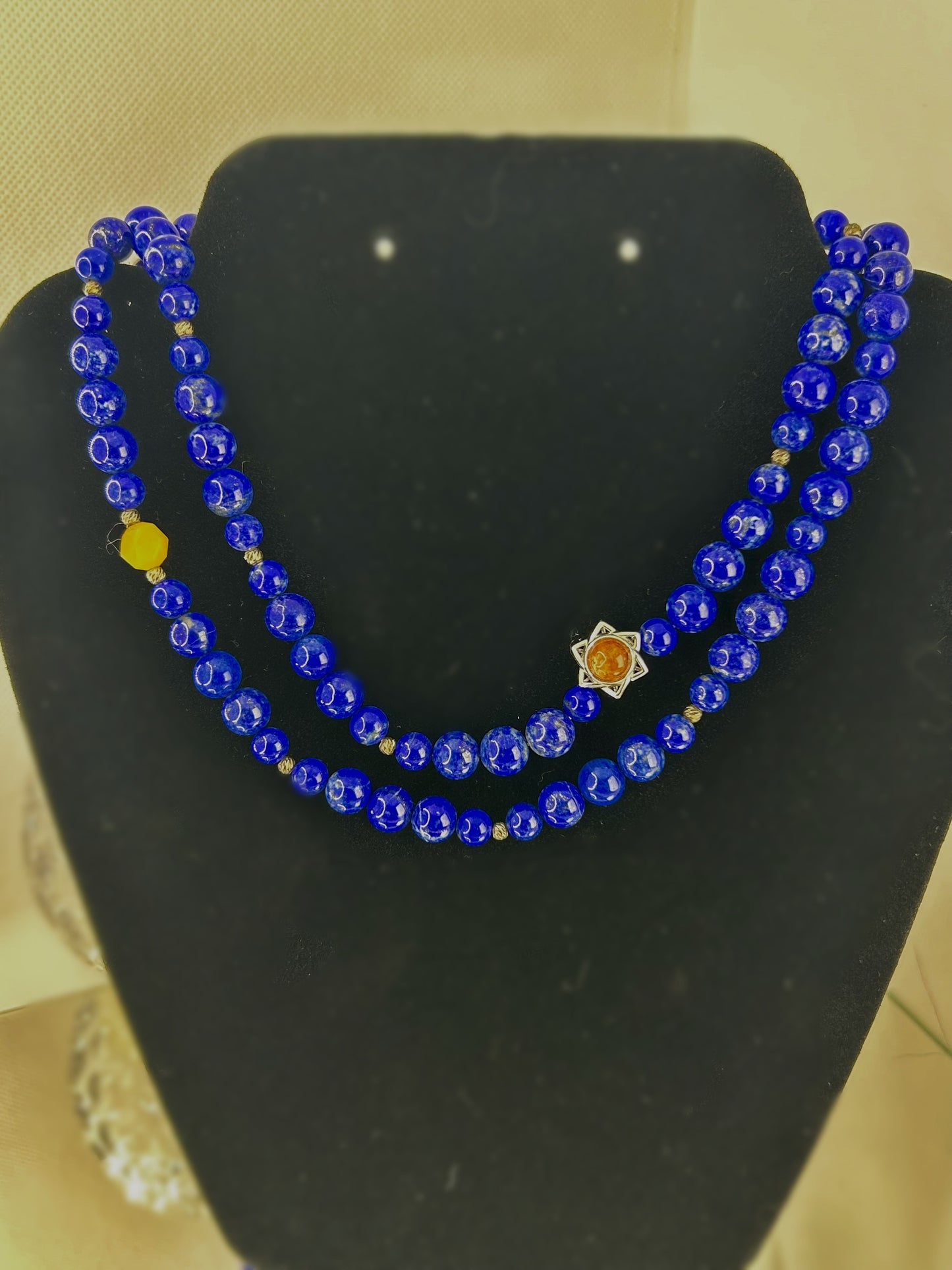 Natural lapis long necklace