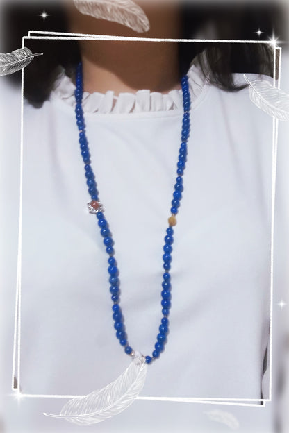 Natural lapis long necklace