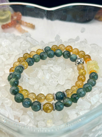 Green and yellow tourmaline bracelet