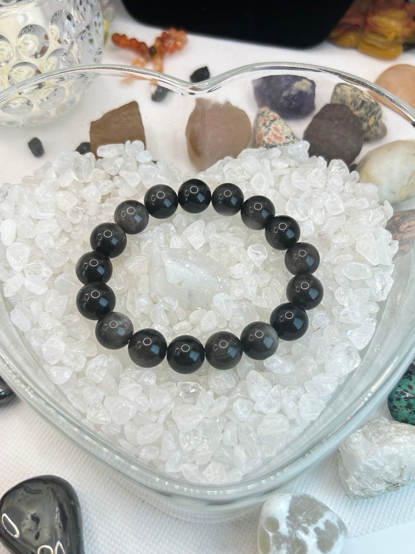 Silver sheen obsidian bracelet