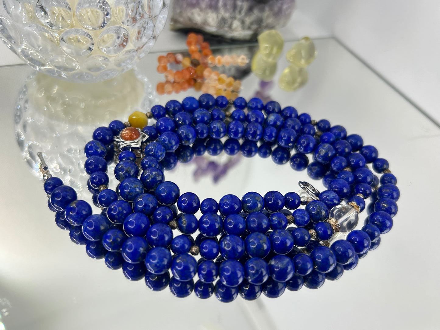 Natural lapis long necklace