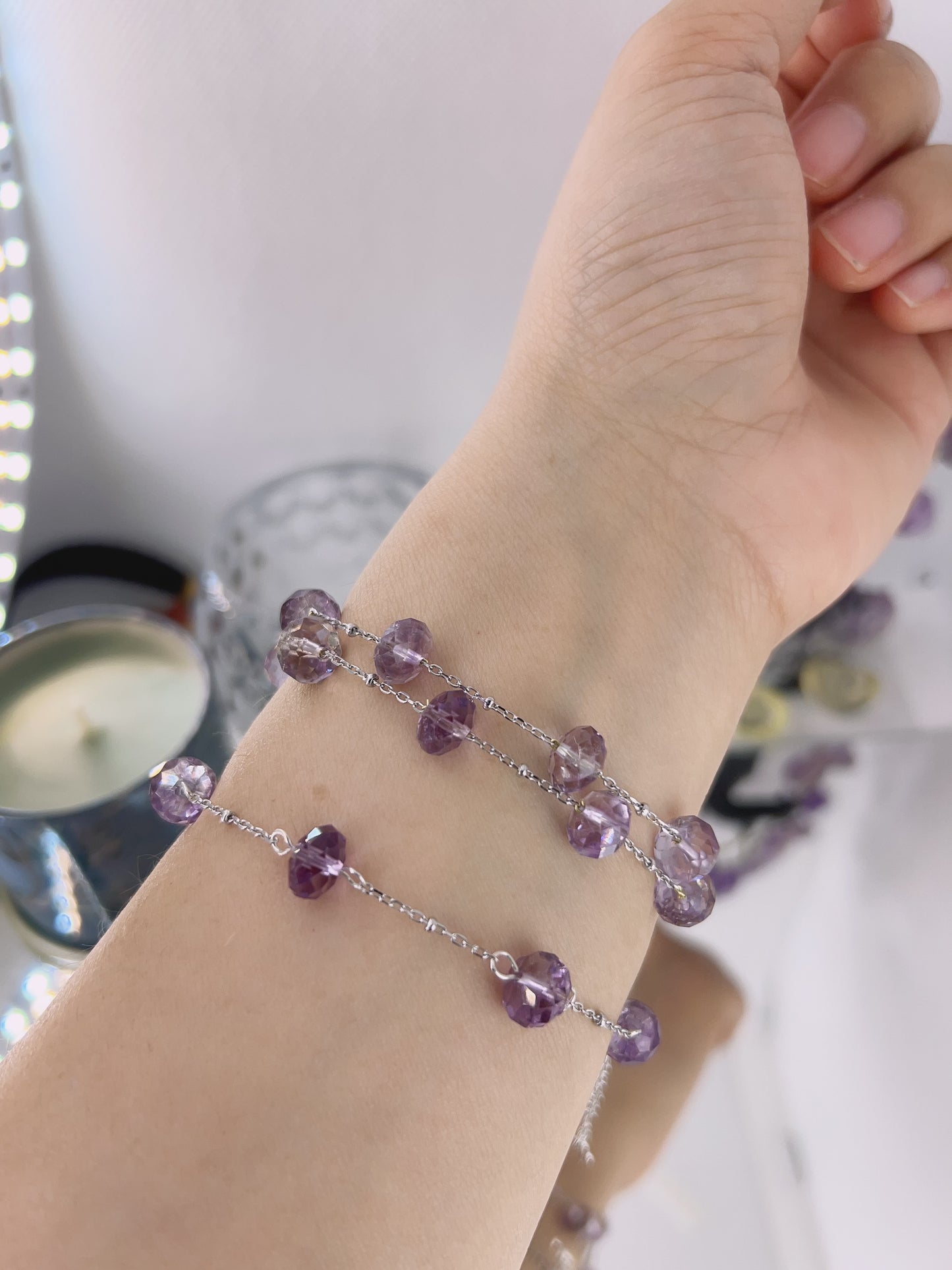 Amethyst chain bracelet