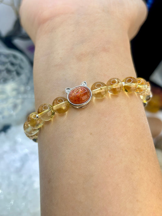 Citrine bracelet with sunstone setting in S925