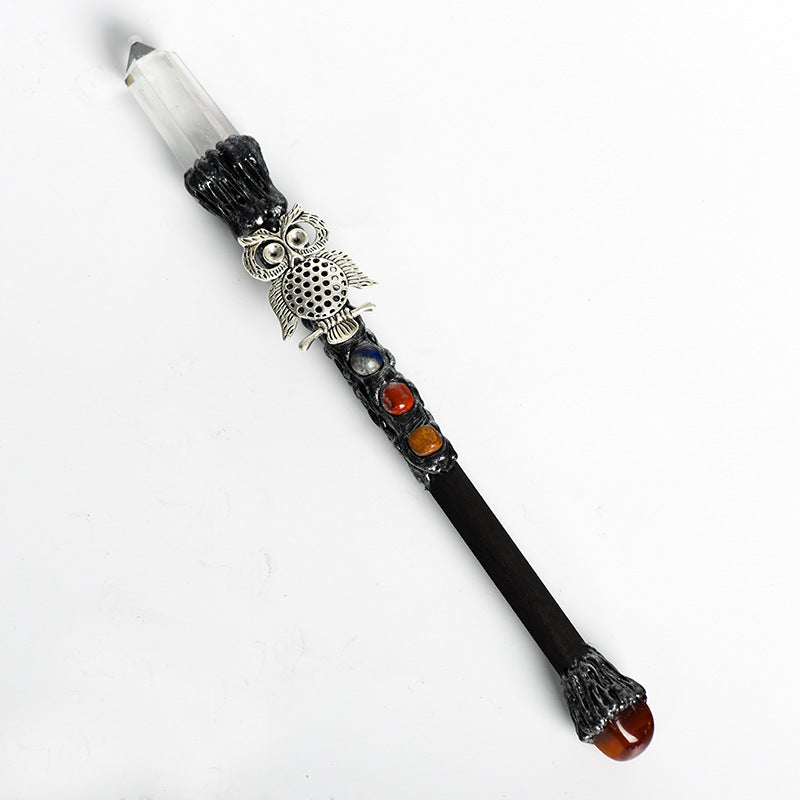 Natural White Crystal Magic Wand Metal Wand