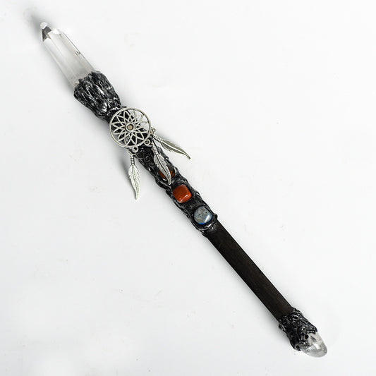 Natural White Crystal Magic Wand Metal Wand