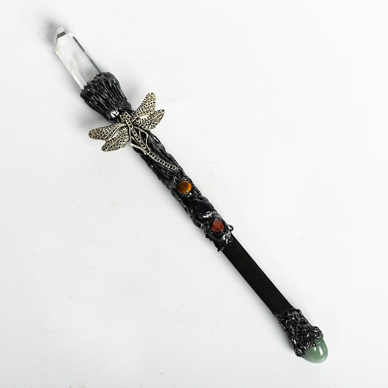 Natural White Crystal Magic Wand Metal Wand