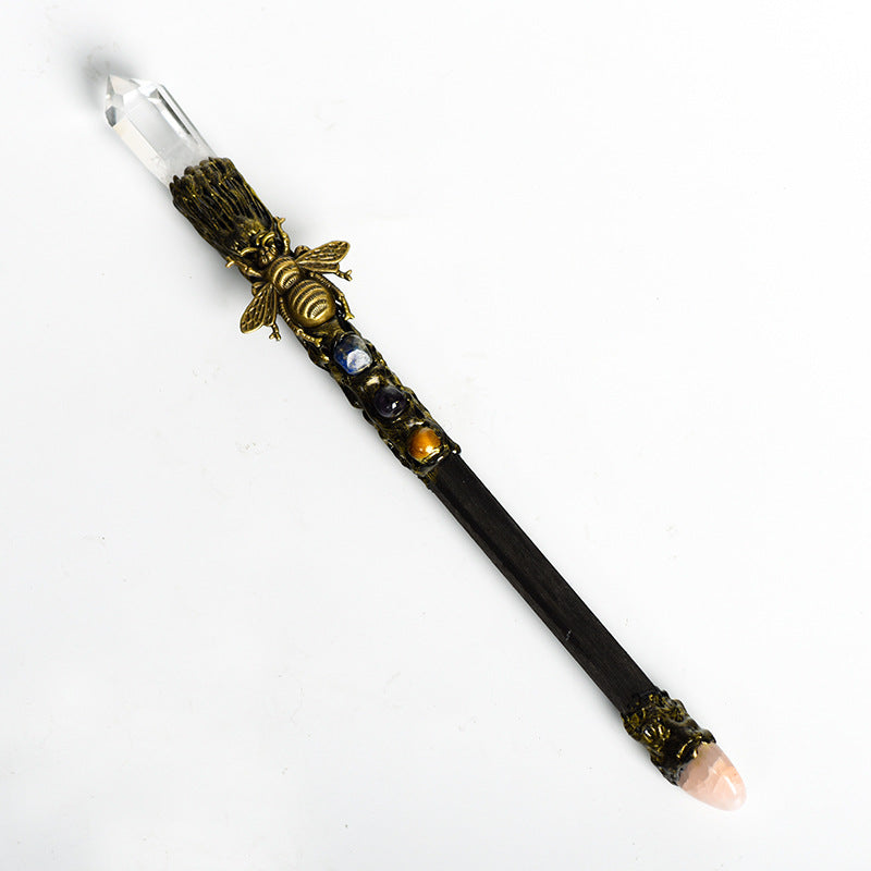 Natural White Crystal Magic Wand Metal Wand