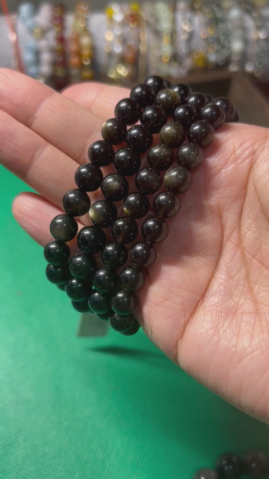 Natural golden obsidian bracelet