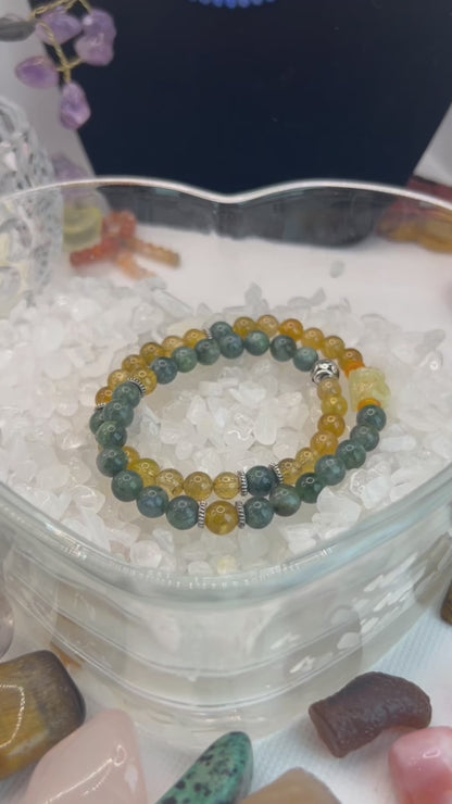 Green and yellow tourmaline bracelet